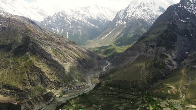 Drone Footage of Majestic Himalayan Mountain Landscape in Northern India