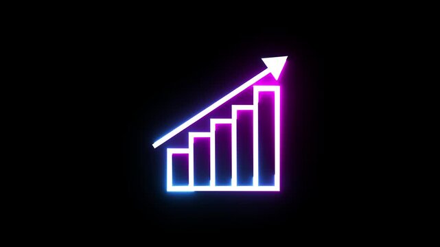 Growing bar chart with rising arrow, abstract business finance concept.