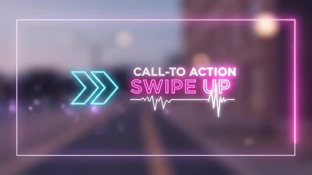 Neon Swipe Up Call to Action with Pulse Wave Graphic