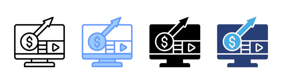 Monetize icon set multiple style collection