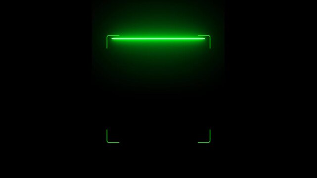 Scan QR  with glow green bar scanner on transparent background.  Scan sign, QR scan interface, QR Code Scanner on transparent, quick response code scanning green bar animation