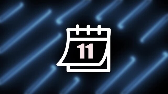 Minimalist black line of a wall calendar showing the number eleven on a white background