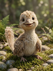 Fototapeta premium Adorable Baby Creature Smiling in a Lush Sunny Forest Setting