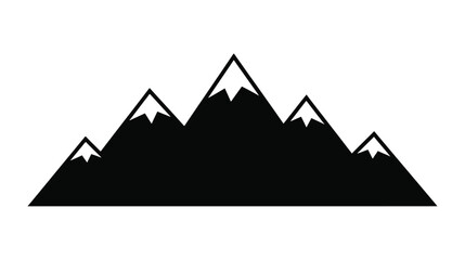 Minimalist Black and White Mountain Range Silhouette Icon for Adventure and Outdoor Design © Taufik-DeGra