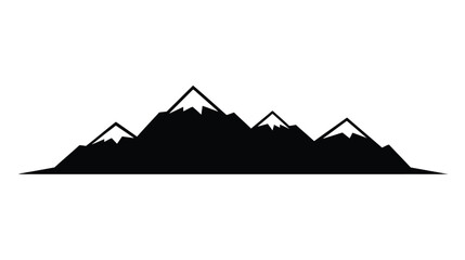Black Mountain Range Silhouette Icon with Snow Caps Isolated on White Background for Design © Taufik-DeGra