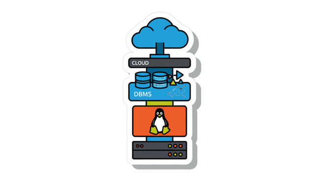 Cloud Computing Infrastructure with Linux Server and Database Storage.