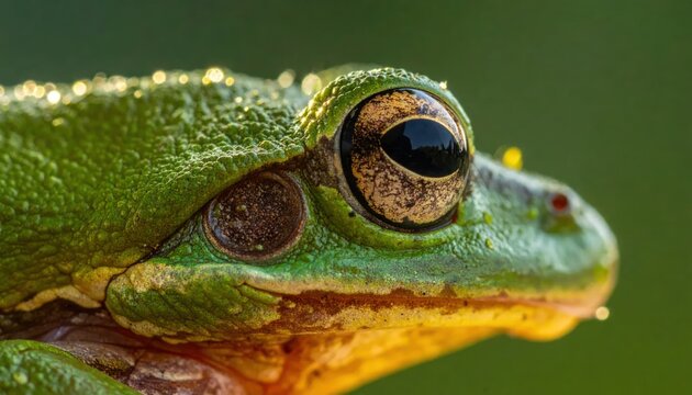 Close-up Macro Portrait of a Green Tree Frogs Eye.