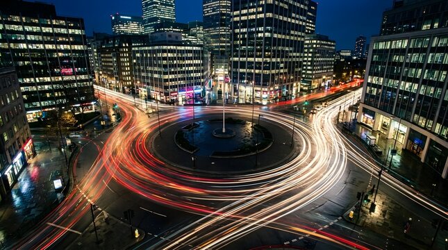 Circular Light Trails from Roundabout Motion