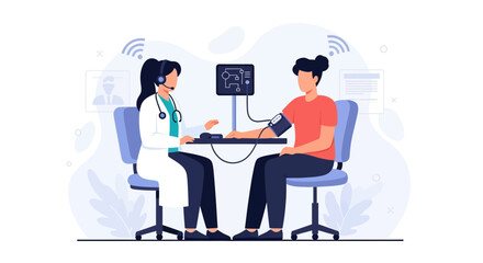 Fototapeta premium Doctor and Patient with Remote Health Monitoring and Telemedicine Consultation