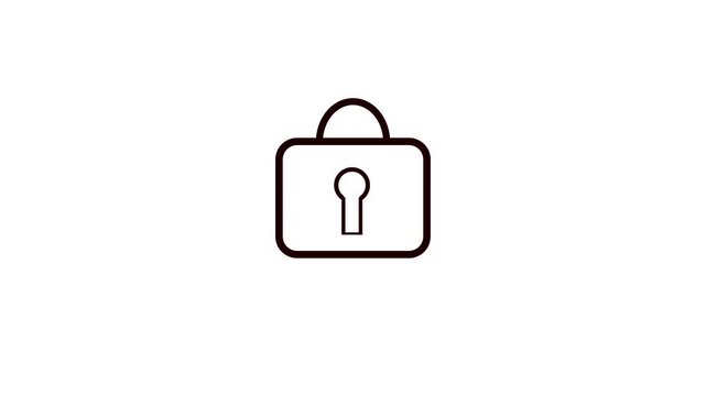 Minimalist security lock outline animation on white background concept features a simple yet effective design illustrating digital protection and privacy in a clear and understandable manner