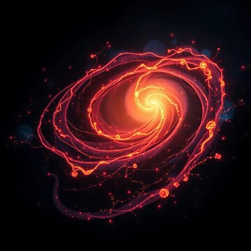 Glowing Red Energy Spiral on Dark Background