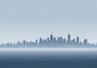 Obraz premium Calm Urban Skyline Silhouette Over Misty Horizon