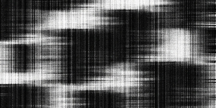 Black and white glitch texture background with vertical lines and analog static noise	