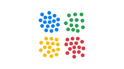 Fototapeta premium Colorful Abstract Dots Grouped in Four Clusters on White Background