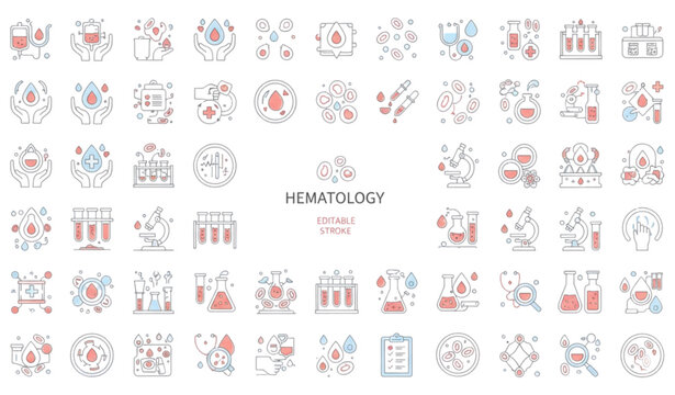 Blood Test and Hematology Outline Icon Collection