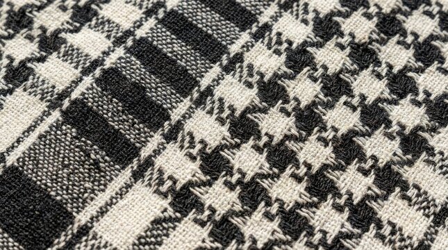 Monochrome houndstooth pattern woven textile arabic carpet pattern with arabic carpet pattern
