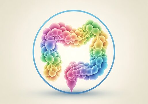 Colorful Abstract Colon Shape Inside Circle