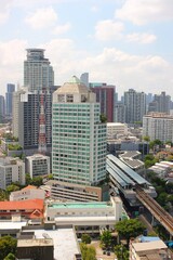 Obraz premium High-rise condominiums and urban cityscape around BTS Phra Khanong in Bangkok, Thailand