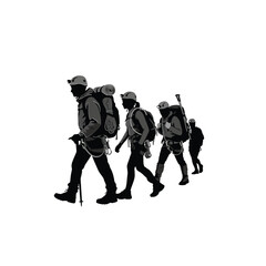 Fototapeta premium Hikers Silhouette Vector Illustration On White Background