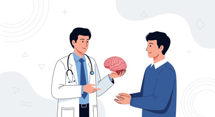 Obraz premium Doctor Explains Brain Health to Patient - Medical Consultation, Neuroscience Concept