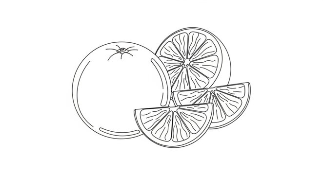 Botanical Diagram of a Lemon Fruit Cross Section and Whole