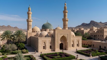Fototapeta premium Amazing Mosque Views Showcasing Timeless Islamic Architecture, Stunning Details, Elegant Structures, and Spiritual Harmony Through Diverse Cultural Landscapes