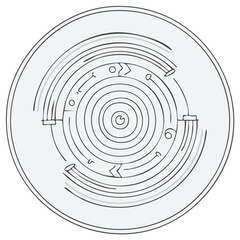 Fototapeta premium Abstract Circular Diagram with Concentric Rings and Arrow Motifs