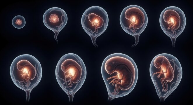 Illustrations of Embryos in Various Developmental Stages of  from Different Internal Structure viewpoints.
