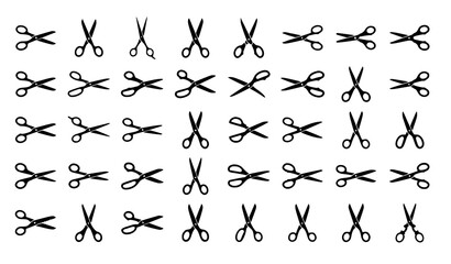 Obraz premium Open Scissors Silhouette Icon Set Vector Collection Isolated on White
