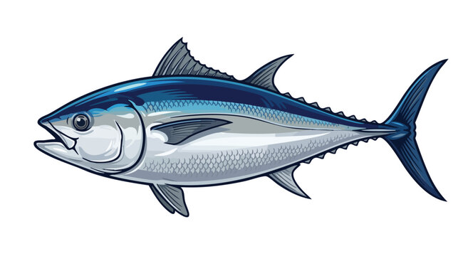 Detailed vector illustration of a bluefin tuna fish