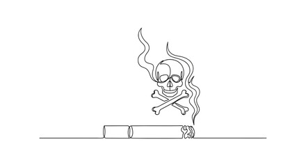 Fototapeta premium Skull and Crossbones Cigarette Smoke Symbol of Danger and Addiction