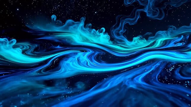 Cosmic nebula with swirling blue and teal patterns