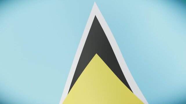 Flowing Saint Lucia 3D flag, a dynamic corporate motion graphics video background seamlessly looped on green screen.