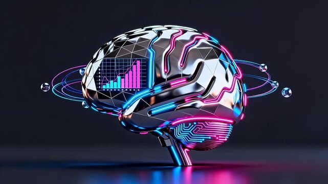 Futuristic brain with glowing circuits