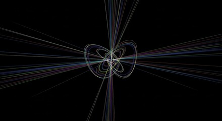 Abstract fractal pattern with radiating lines and complex geometric shapes