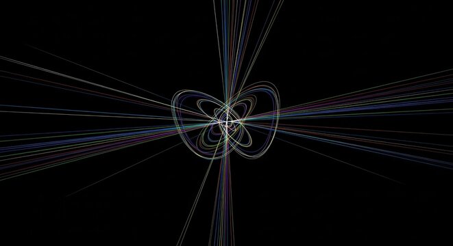 Abstract fractal pattern with radiating lines and complex geometric shapes