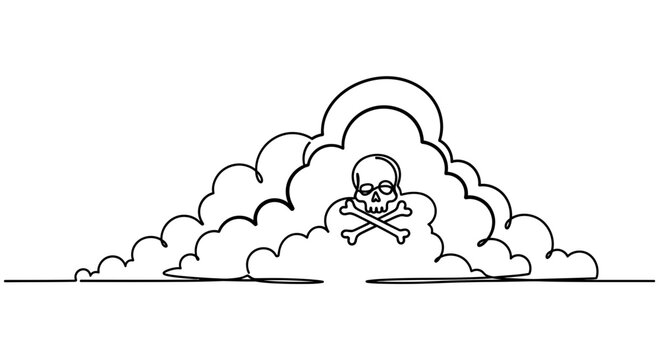 Skull and Crossbones in a Cloud - Danger Warning Symbol