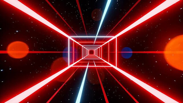 Neon light tunnel in space