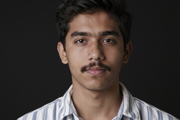 Obraz premium A man with a moustache is posing for a picture