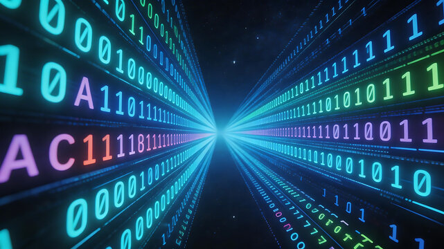 Binary code tunnel in space