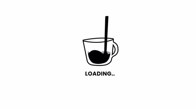 Coffee Cup Filling Progress Bar Animation for Loading Screen 4k video animation seamless loop