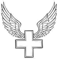 Obraz premium Cross with Wings Vector Illustration for Health Care and Medical Symbolism
