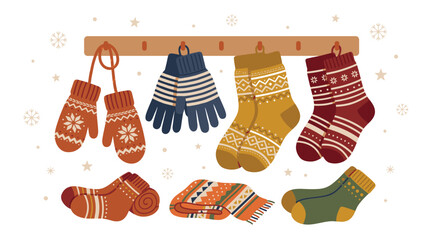 Colorful socks and mittens on display. © Surya