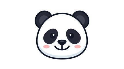 A cute cartoon panda bear face with rosy cheeks smiles sweetly in a graphic. © Rudi