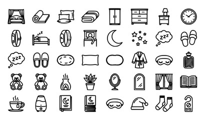 Fototapeta premium Sleep and bedtime routine icons
