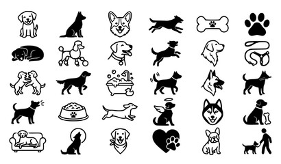 Dog breed icons set vector graphics for pet services and animal care © Allah