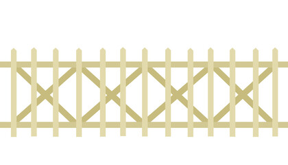 Obraz premium Symmetrical wooden fence structure with diagonal cross bars lattice design illustration on isolated dark black background