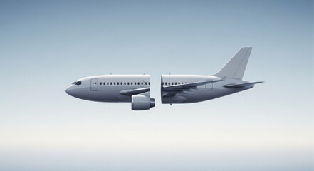 Fototapeta premium Commercial Passenger Jet in Flight with Broken Tail Section