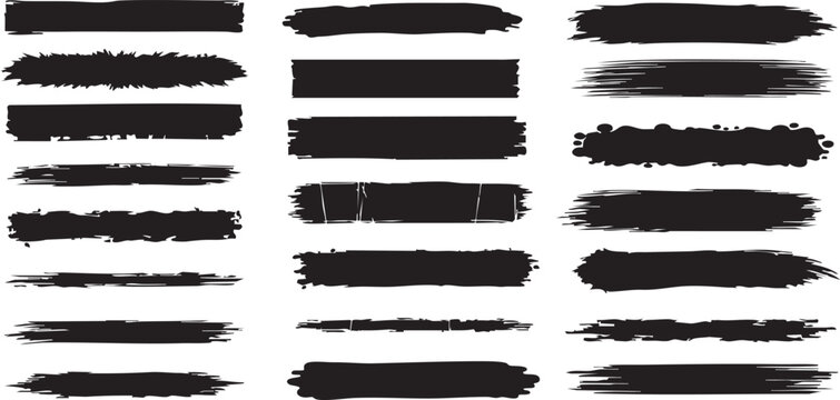 Collection of vector paint brush strokes, hand drawn brush stroke textures set