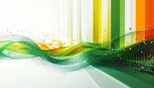 緑のウェーブとカラーバーが描くビジネス成長のイメージ